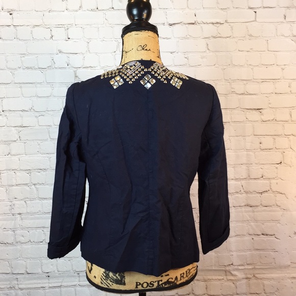 Chico’s 0 Jacket Navy Blue Stud & Crystal Embellishment Small - Picture 3 of 6
